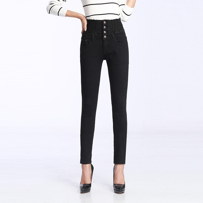 High Waist Skinny Pants Elastic Waist Jeggings Clothes Jeans