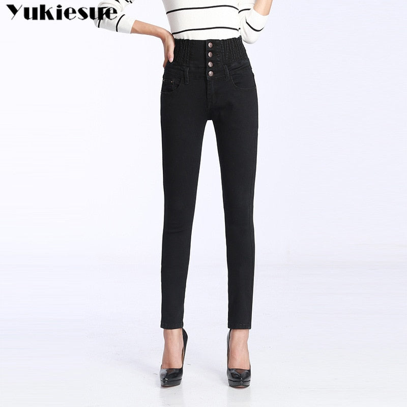 High Waist Skinny Pants Elastic Waist Jeggings Clothes Jeans
