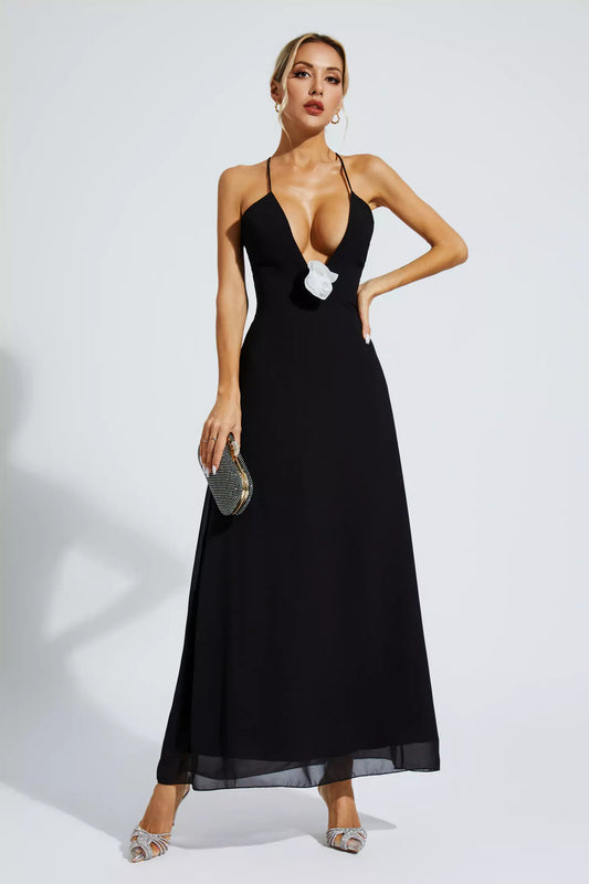 Wrenley Black Embellished Maxi Dress