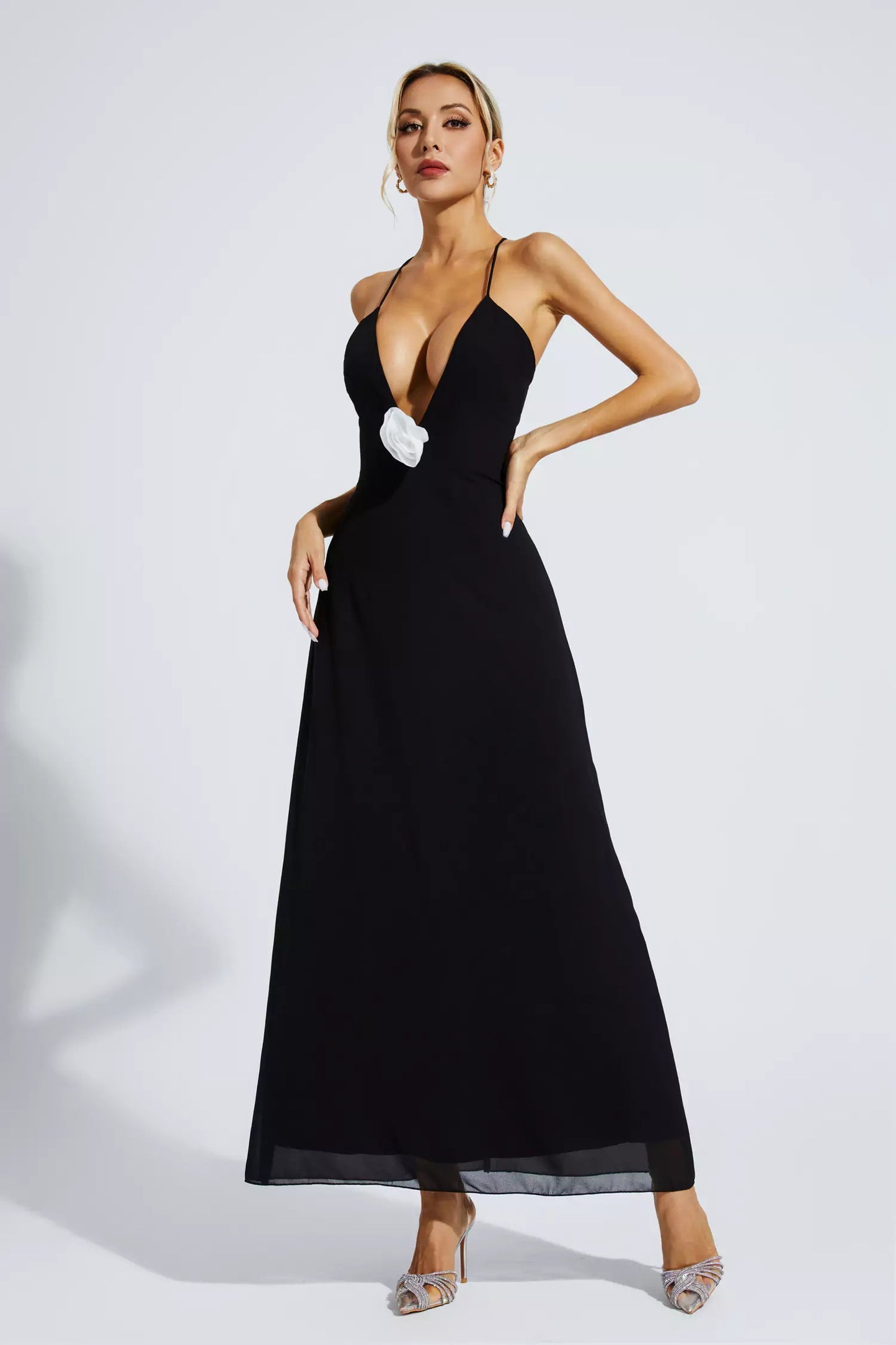 Wrenley Black Embellished Maxi Dress