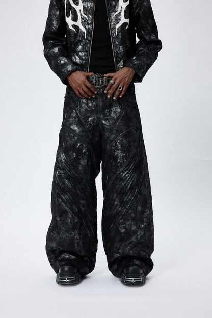 Dark Tie-dye Wide Leg Pants