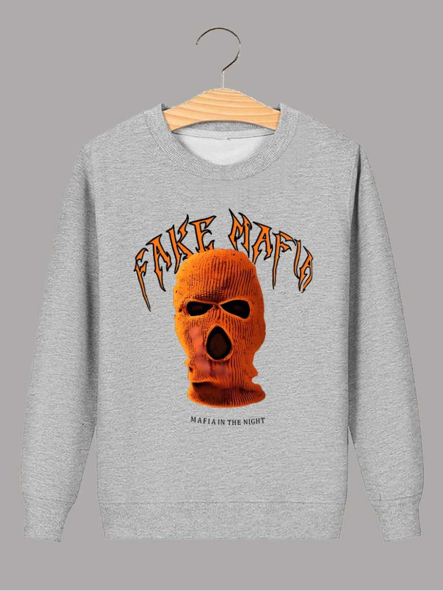 Masked Face Letter Print Sweatshirt Ac2067