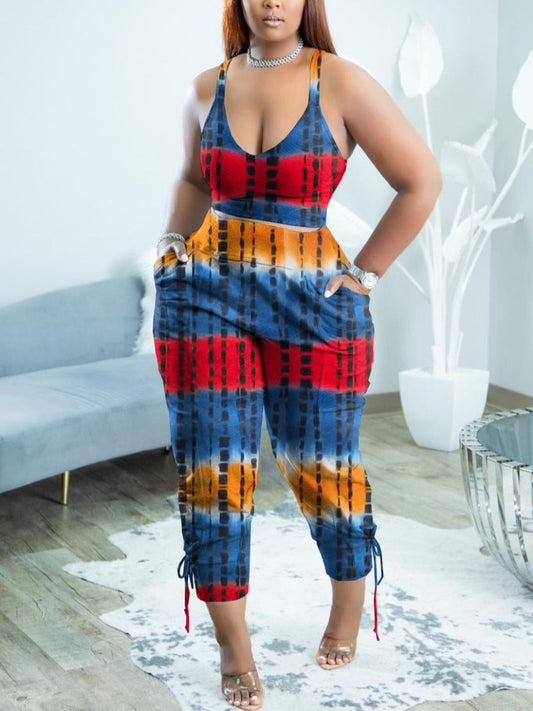Cami Tie Dye Side Tie Pants Set Ar5059