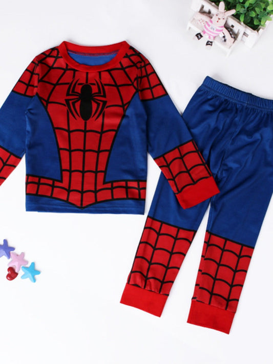 Cotton Boy Spider Web Print Patchwork Pants Set Ar5052