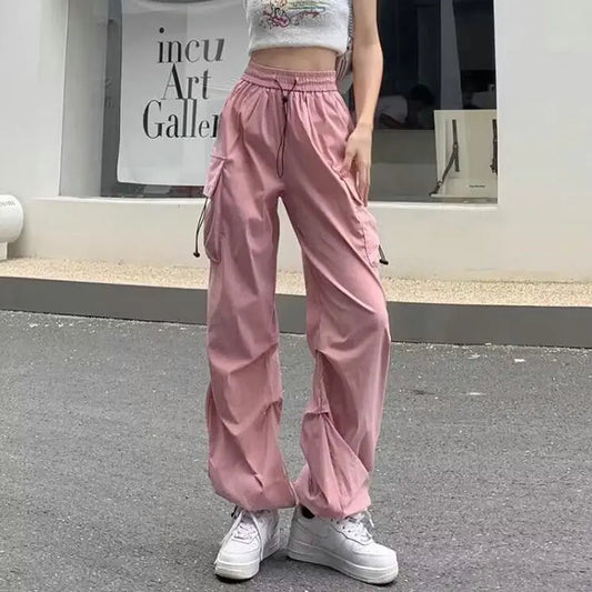 Techwear Parachute Track Pants: Y2k Wide Leg Sweatpants