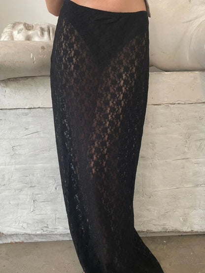 Lace Low Rise Maxi Skirt