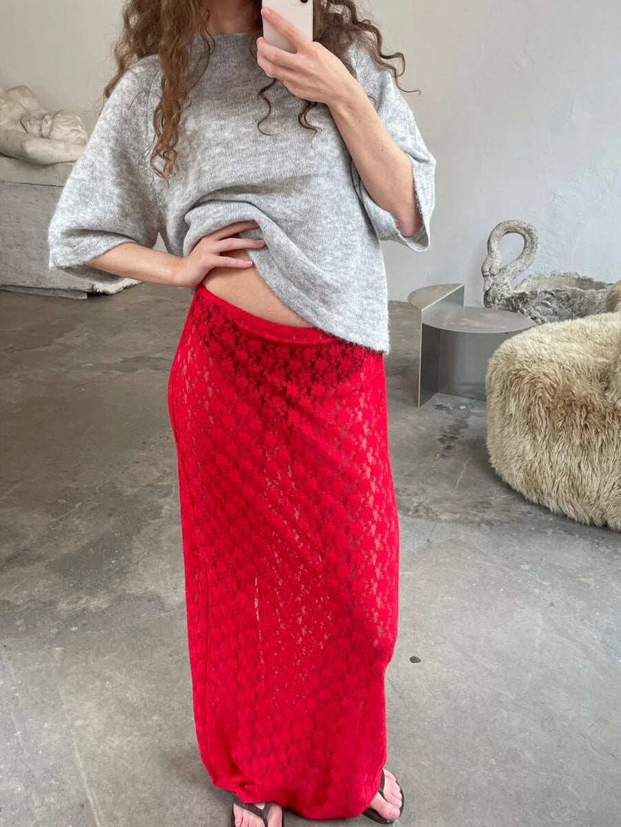 Lace Low Rise Maxi Skirt