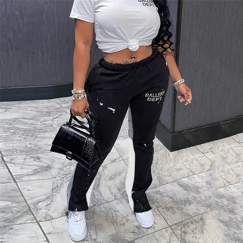 Y2k Style Fitness Loose Letter Design Sweatpants