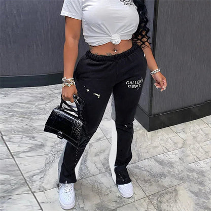 Y2k Style Fitness Loose Letter Design Sweatpants