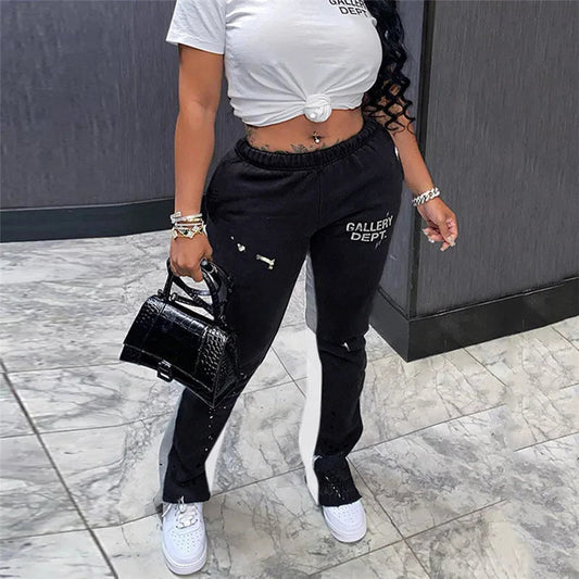 Y2k Style Fitness Loose Letter Design Sweatpants
