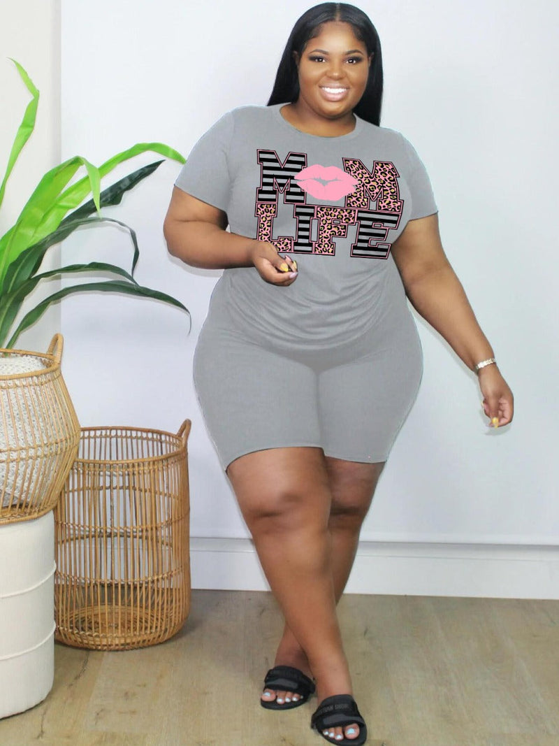 Lip Letter Print Shorts Set Ar5060