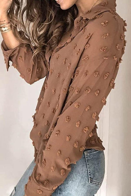 Turndown Collar Patchwork Blouse