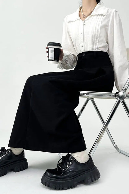 Soft Pleated Draped Elastic Waist Slim Skirt