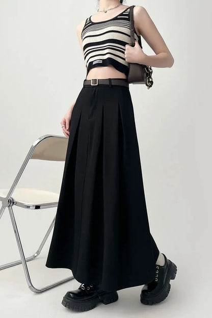 Soft Pleated Draped Elastic Waist Slim Skirt