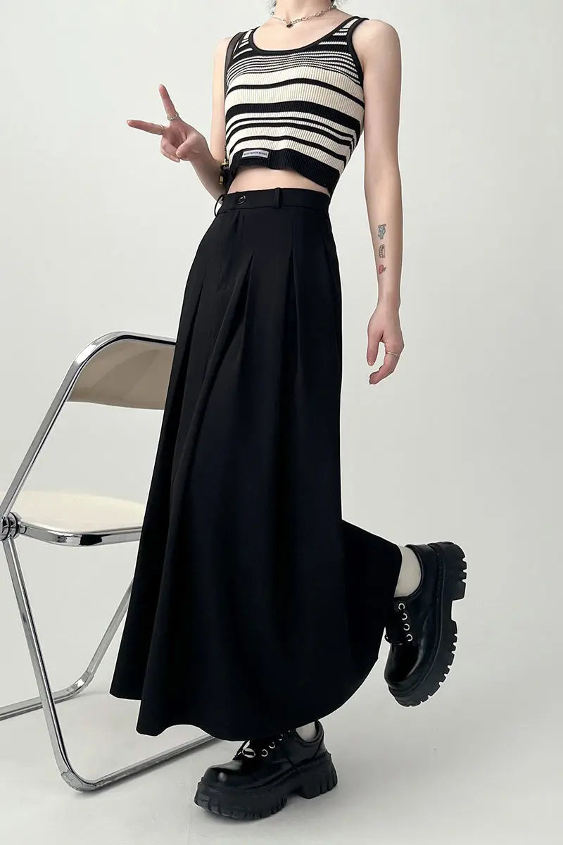Soft Pleated Draped Elastic Waist Slim Skirt