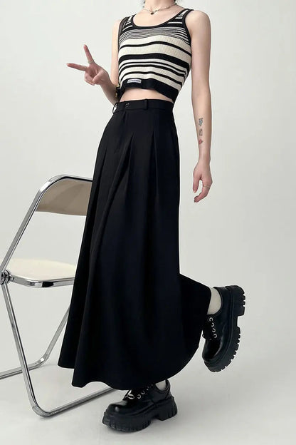 Soft Pleated Draped Elastic Waist Slim Skirt