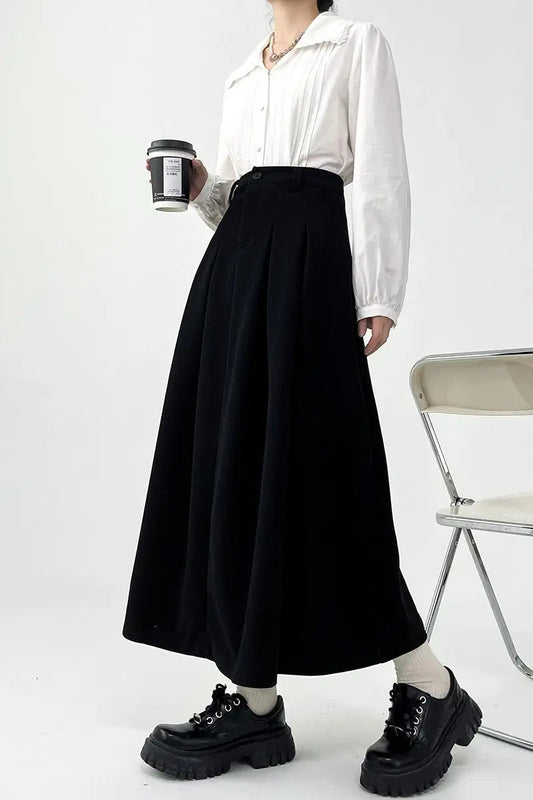 Soft Pleated Draped Elastic Waist Slim Skirt