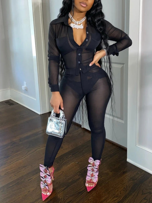Sxy See Through Skinny Pants Set At8018