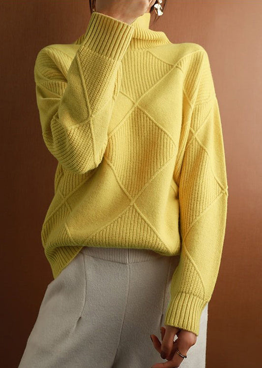 Yellow Cozy Woolen Sweater Turtleneck Spring Tf035