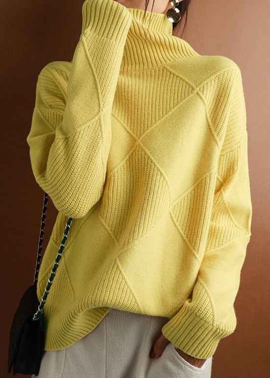 Yellow Cozy Woolen Sweater Turtleneck Spring Tf035