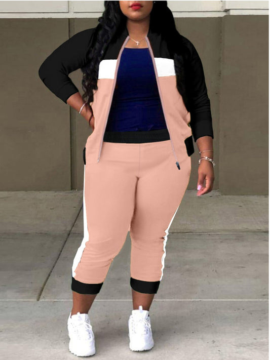 Color Lump Patchwork Pants Set At9019
