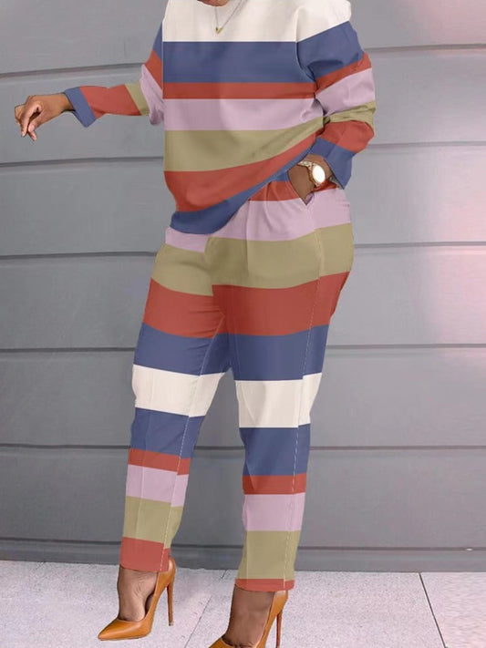 Chain Letter Print Pants Set At8059