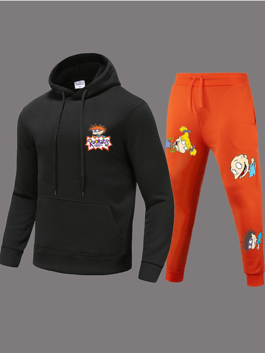 Cartoon Letter Print Drawstring Sweatpants At9018