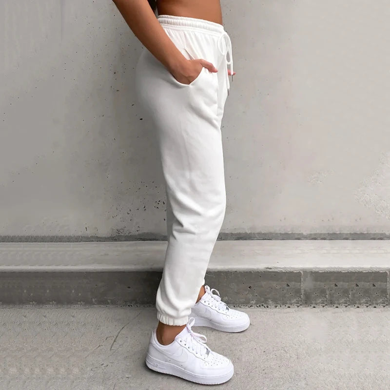 Oversized Sports Trousers: White Balck Sweatpants