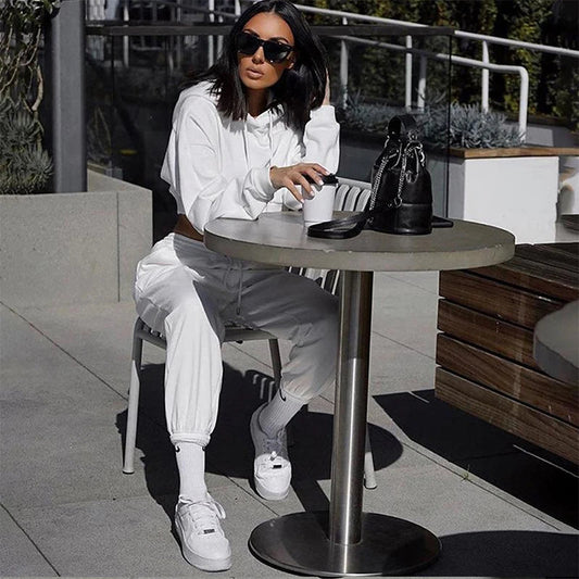 Oversized Sports Trousers: White Balck Sweatpants
