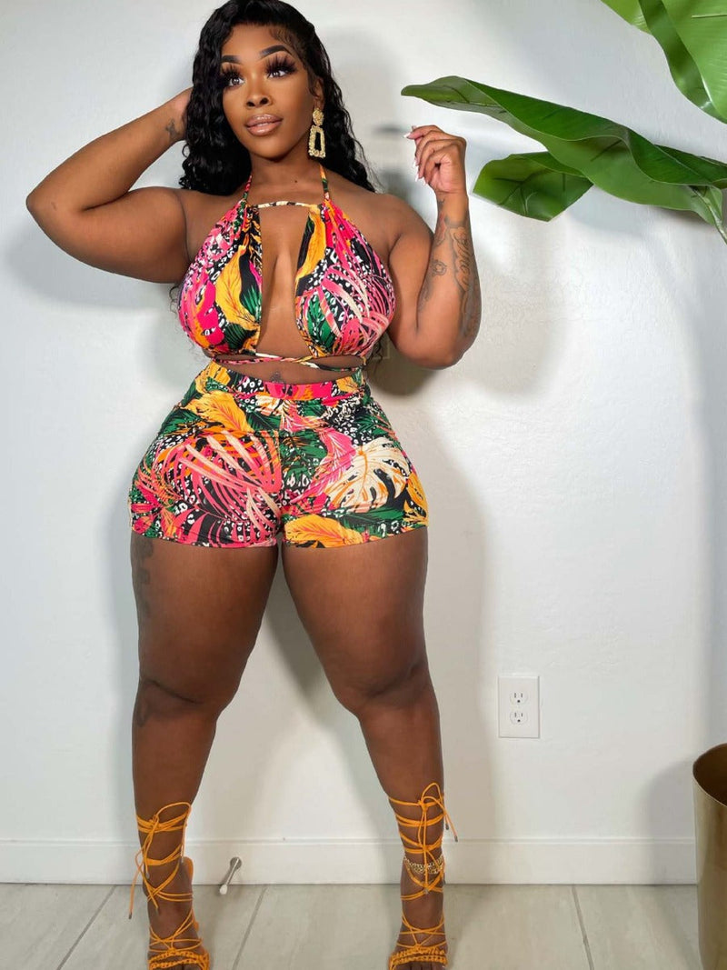 Print Bandage Design Shorts Set Ar5086