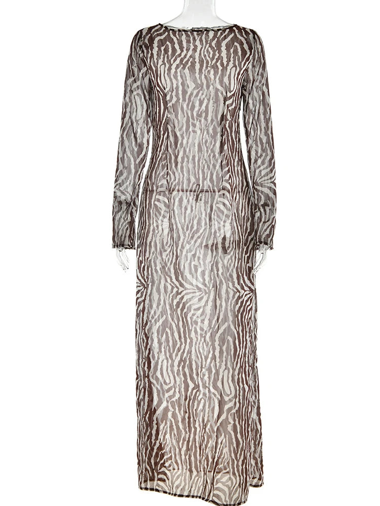 Vacation Party Zebra Printed Maxi Dress