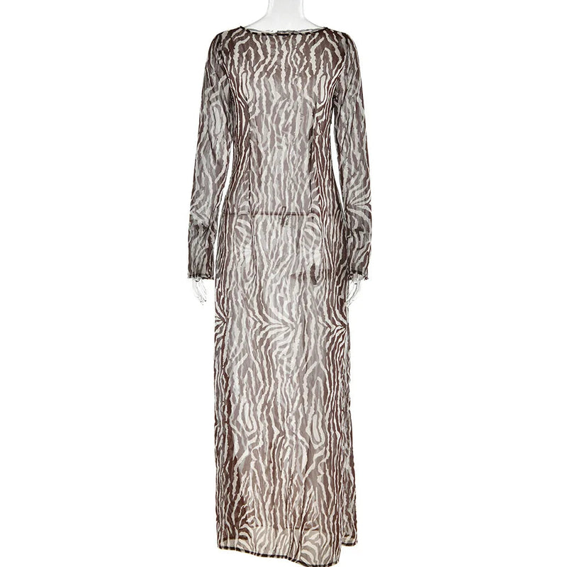 Vacation Party Zebra Printed Maxi Dress