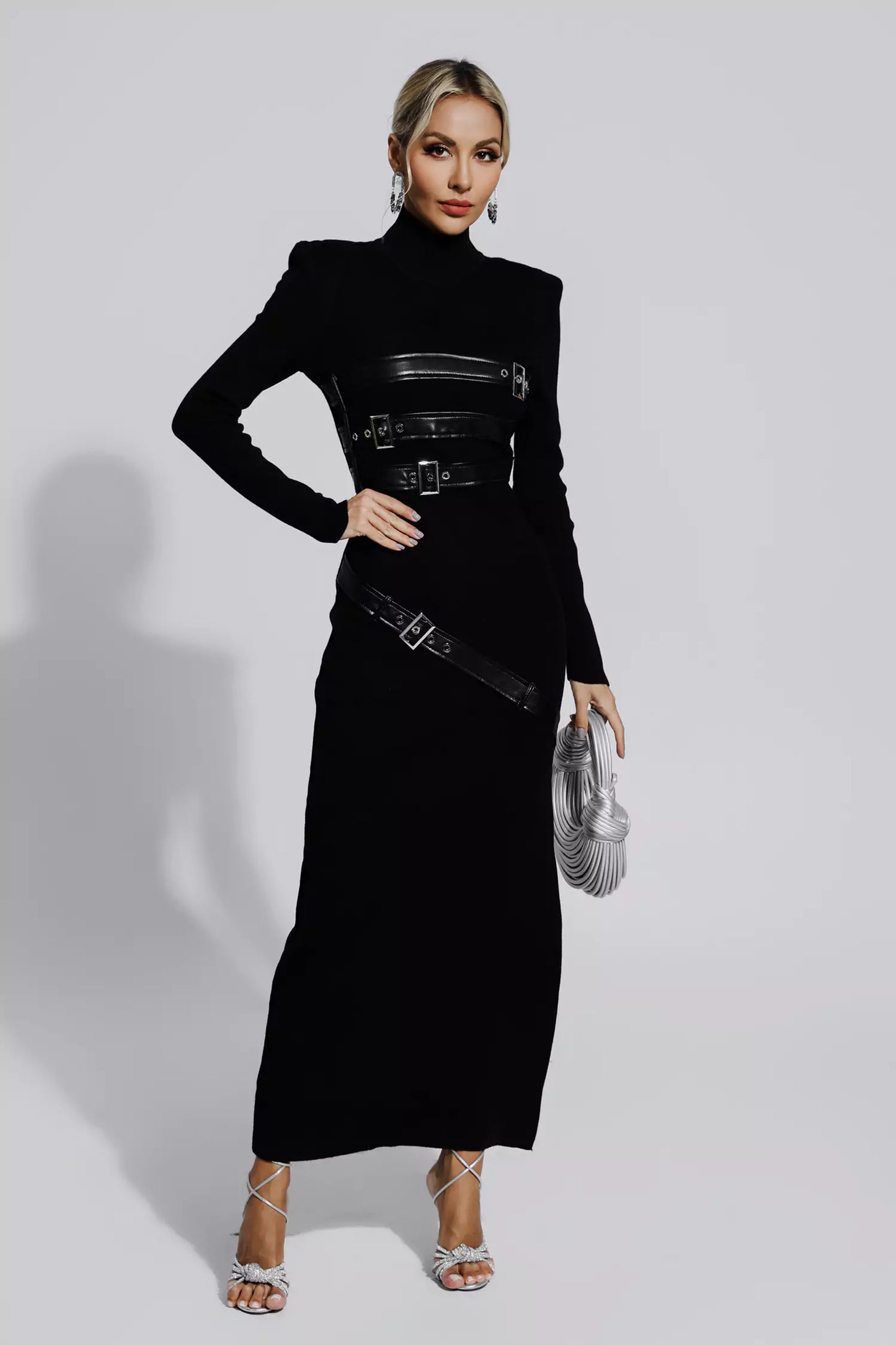 Zelda Black Pu Maxi Dress