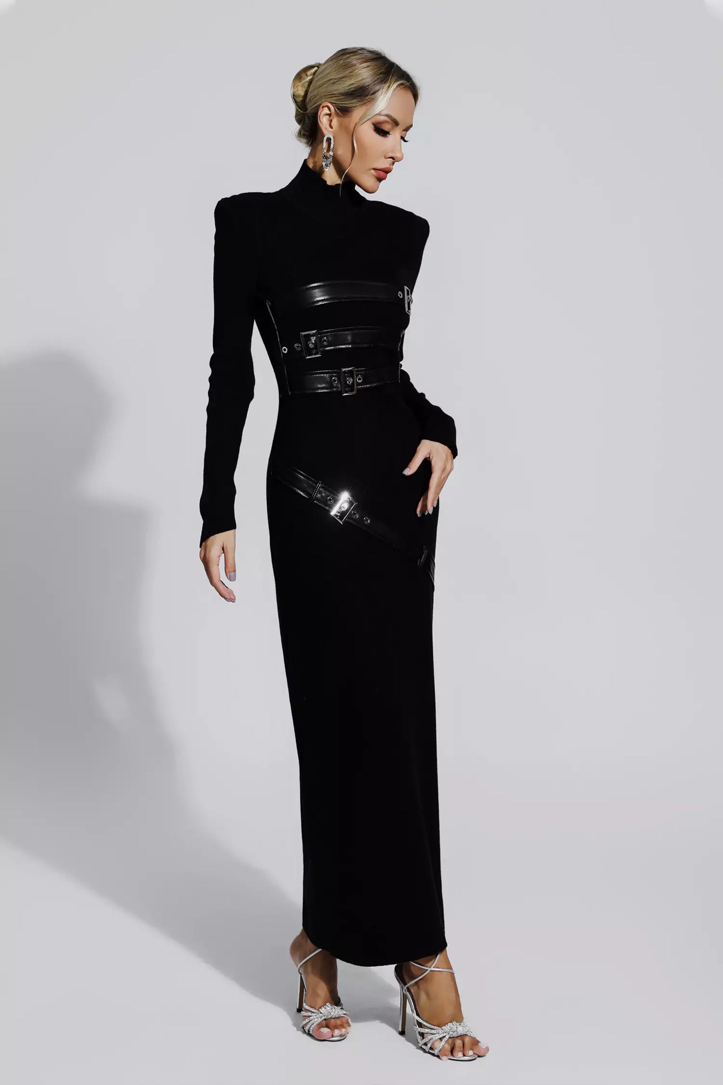 Zelda Black Pu Maxi Dress