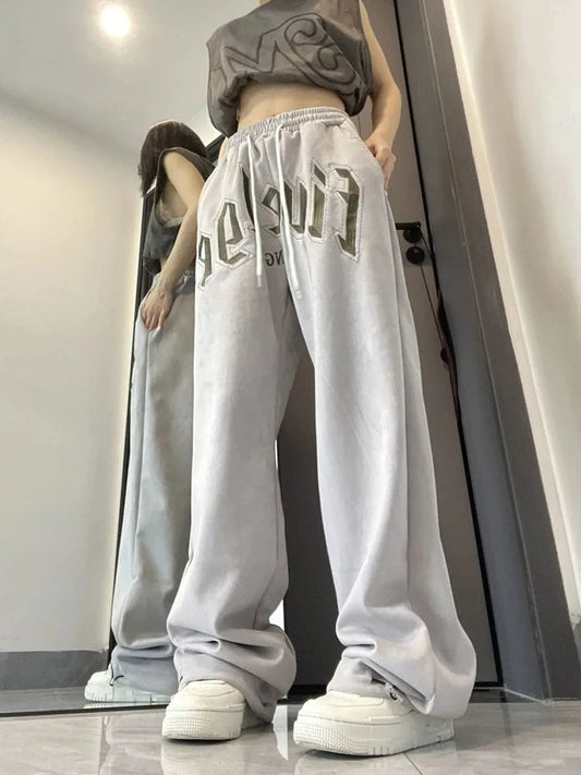 Harmonic Hip Hop Harajuku Style Bf Grey Sweatpants