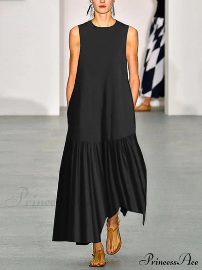 A-line Long Sleeves Pleated Classic Color Lapel Collar Midi Dresses