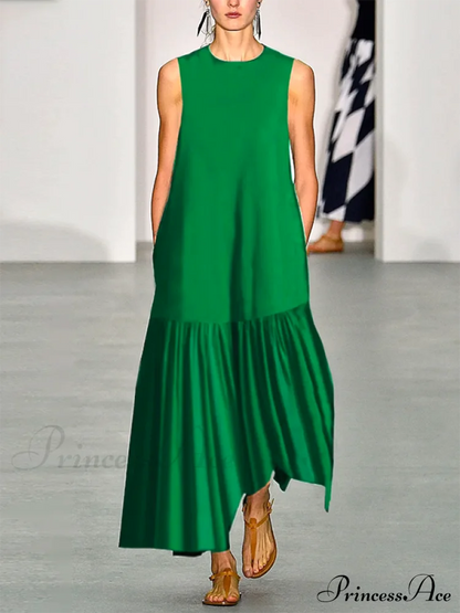 A-line Long Sleeves Pleated Classic Color Lapel Collar Midi Dresses