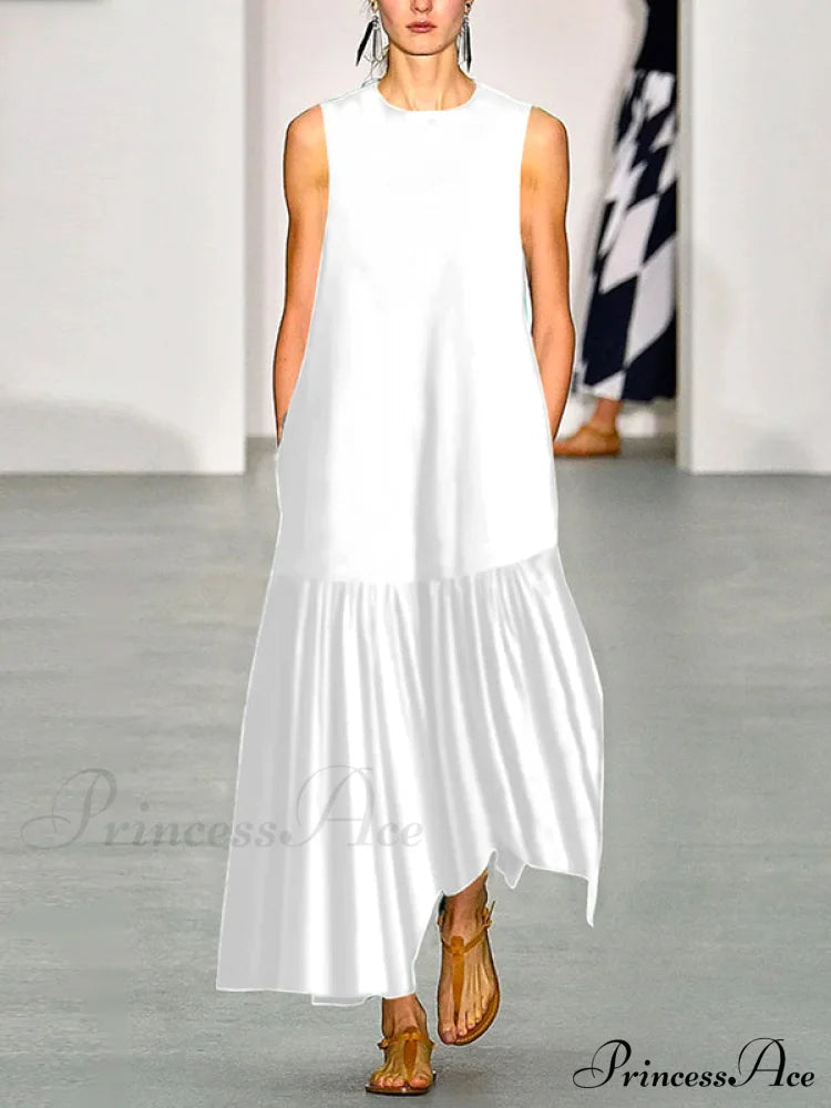 A-line Long Sleeves Pleated Classic Color Lapel Collar Midi Dresses