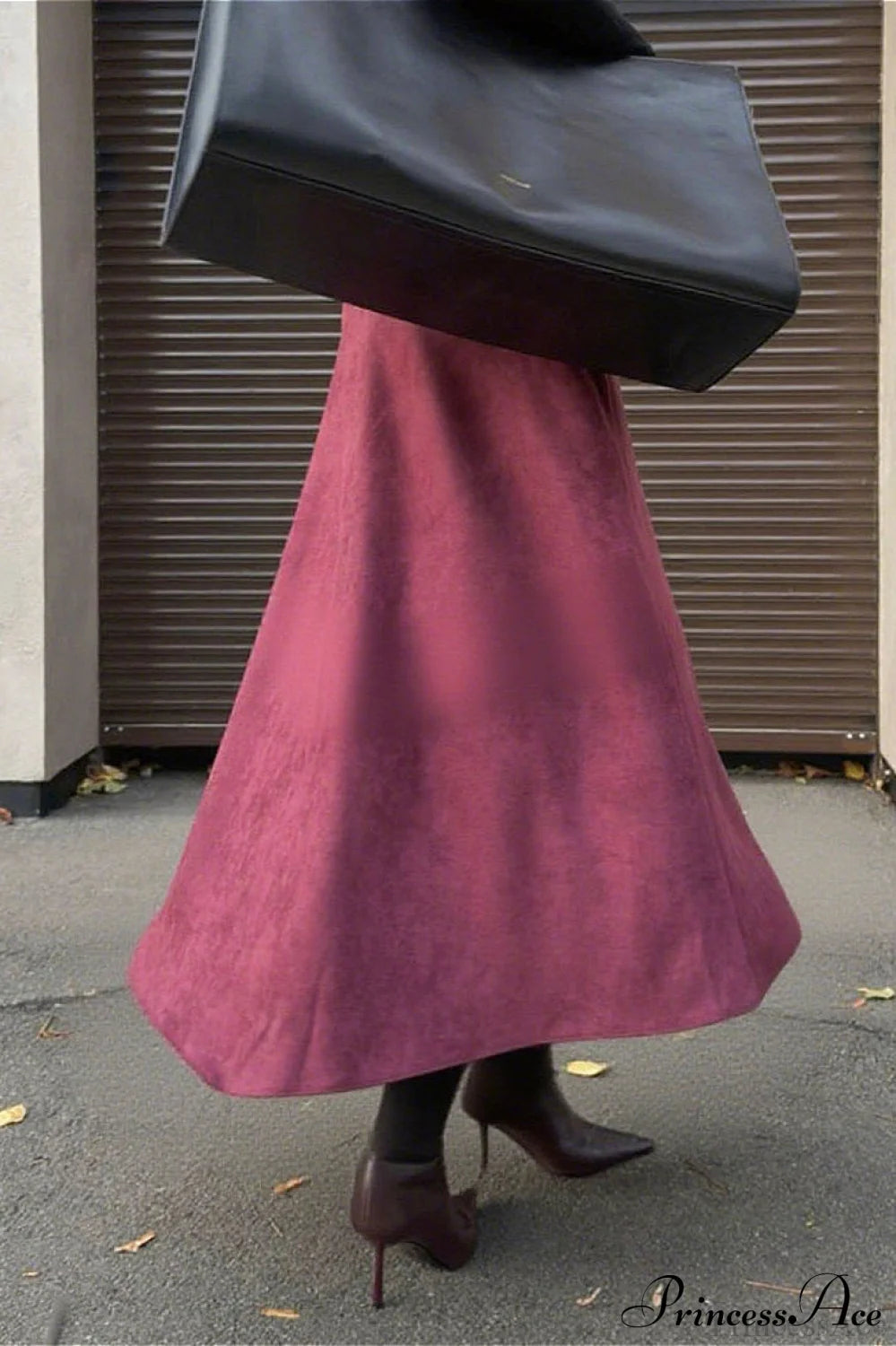 A-line Maxi Suede Skirt