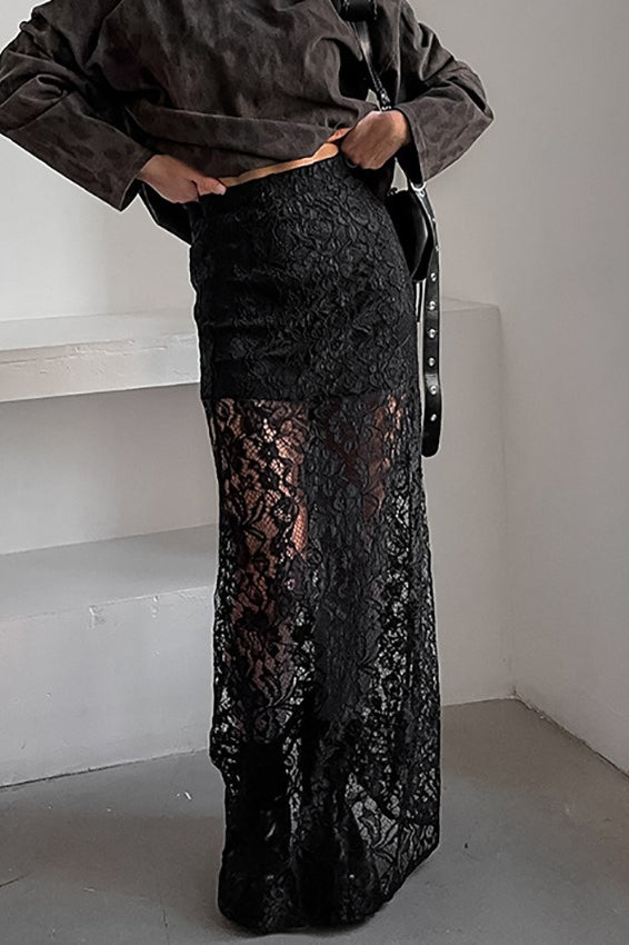 Lace Cutout A-line Skirt