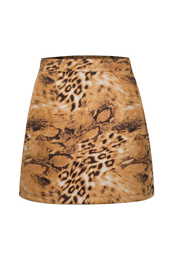 High-waist Zipper Autumn and Winter A-line Color Skirt