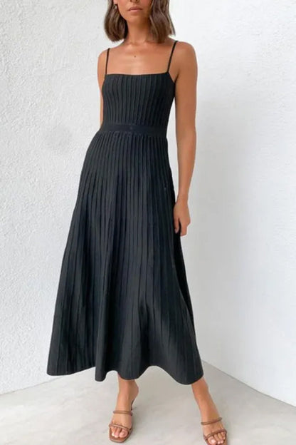 Tube Top Slim High Waist Sling Knitted Dress Seaside Vacation Pleated Long Skirt