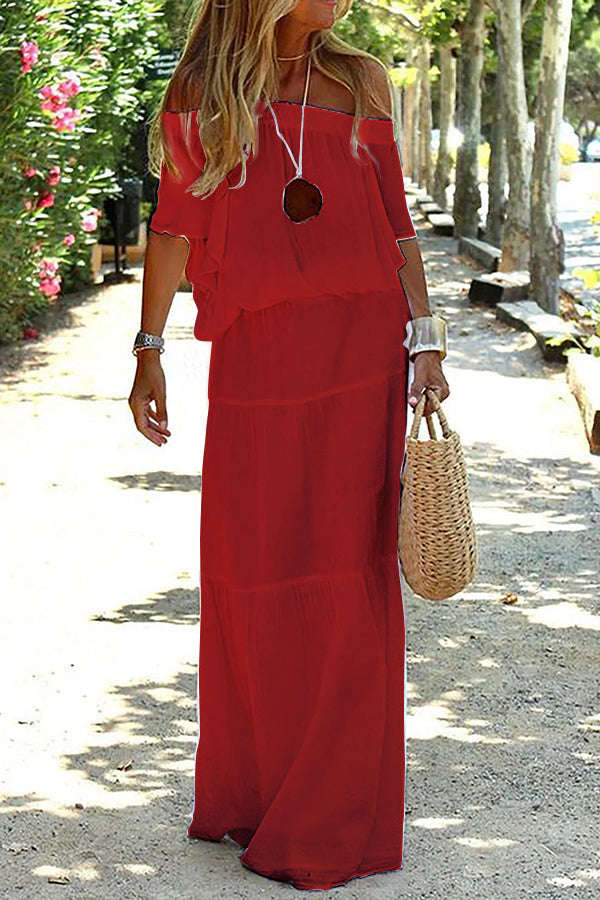 Off Shoulder Beach Maxi Dress