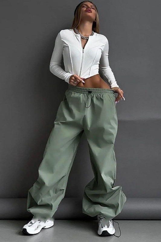 Loose Drawstring Waist Cargo Pant