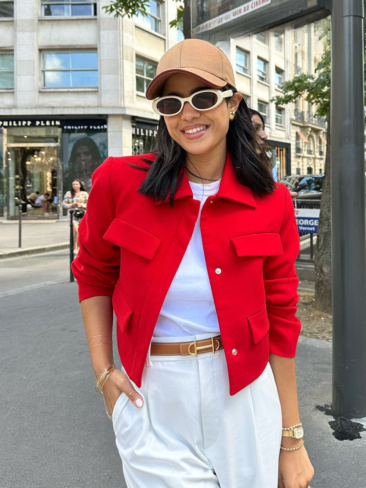 Turn Down Long Pocket Autumn Coat