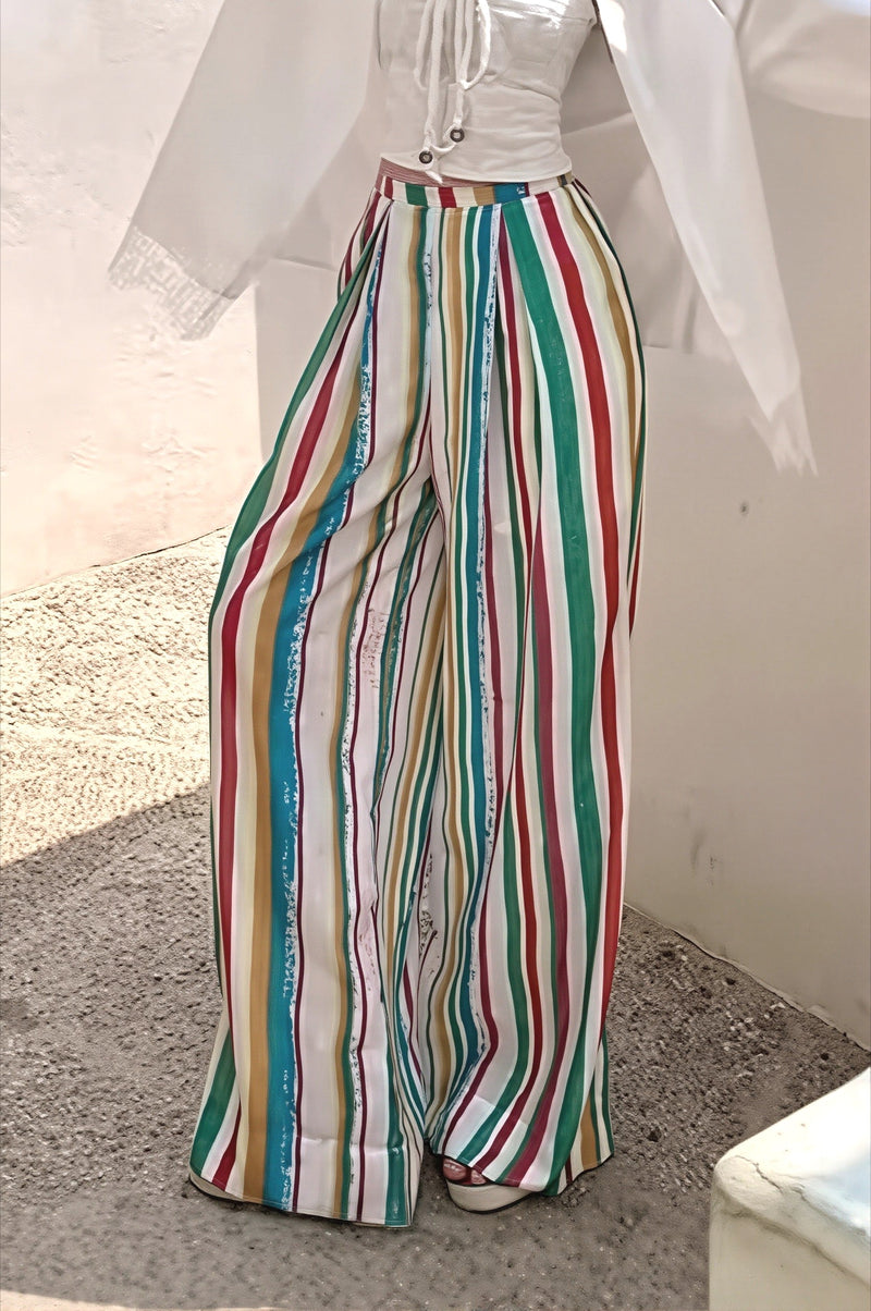 Colorful Stripe High Waist Pants