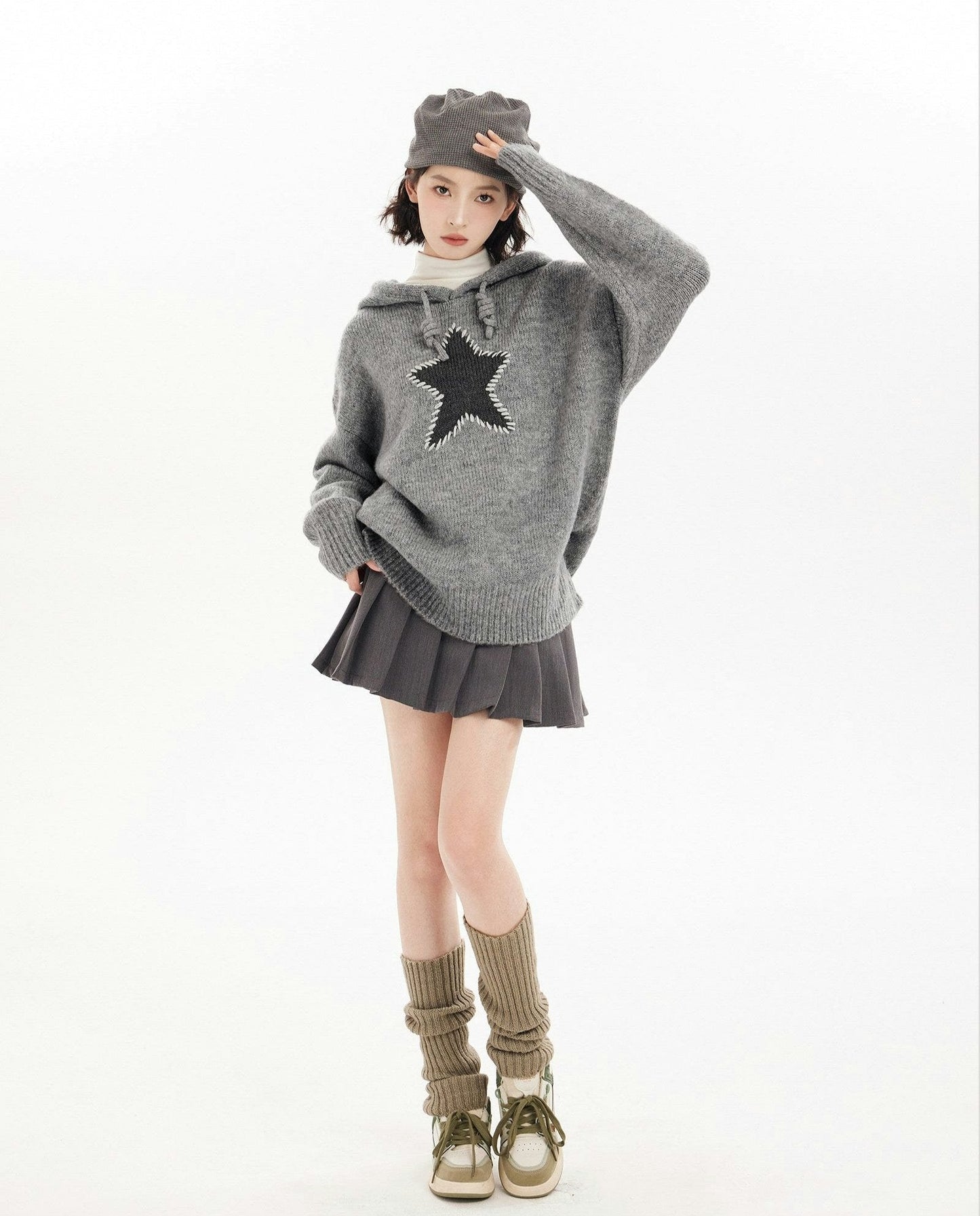 Oversized Star Patch Knit Sweater