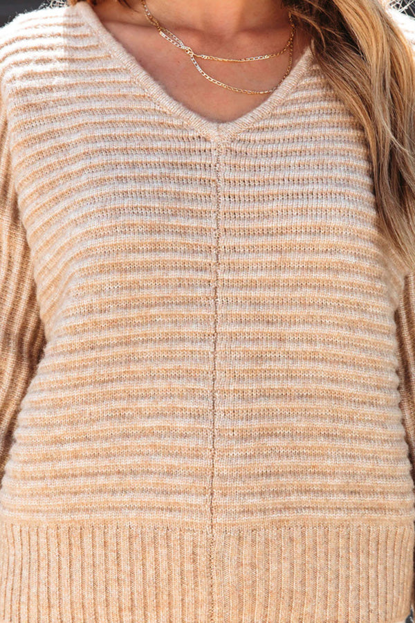 V-neck Pullover Commuting Long-sleeved Sweater Sweater