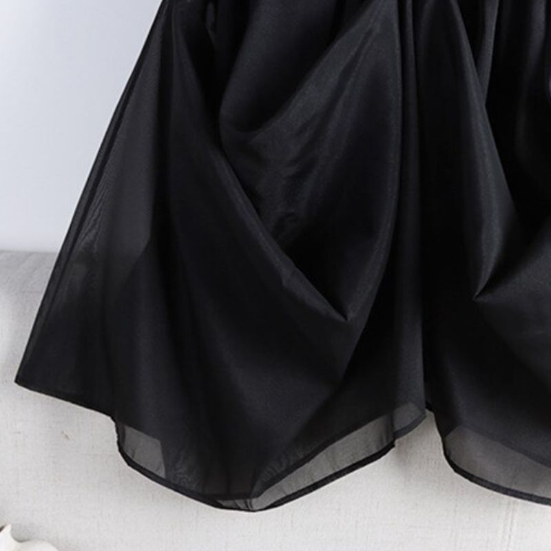 Steampunk Black Ptachwork Fungus Edge Folds Tulle Skirt