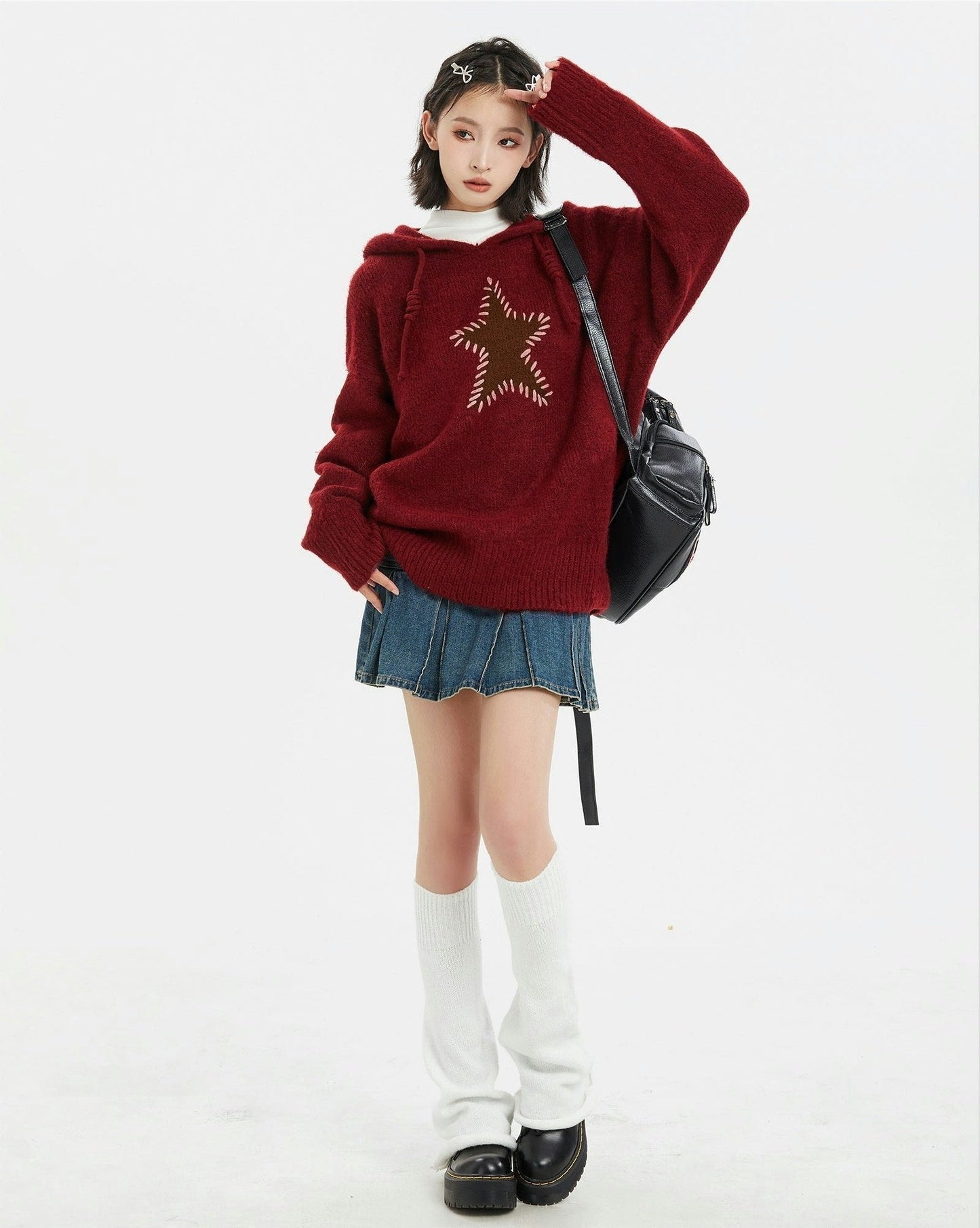 Oversized Star Patch Knit Sweater